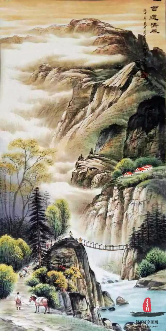 宁建华山水青绿山水《古道清风》